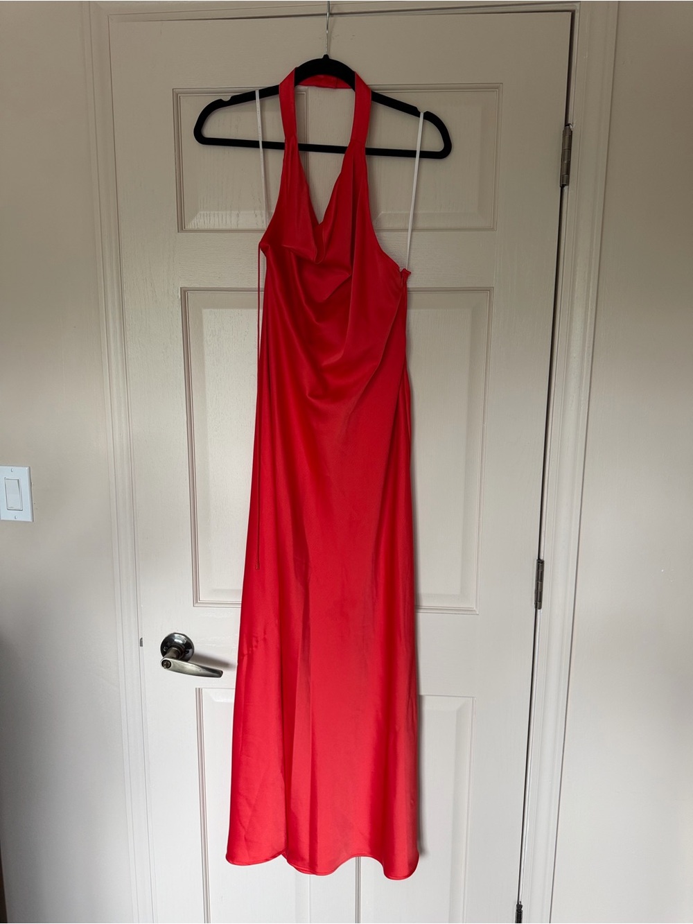 Wayf Red Halter Cowl Maxi Dress